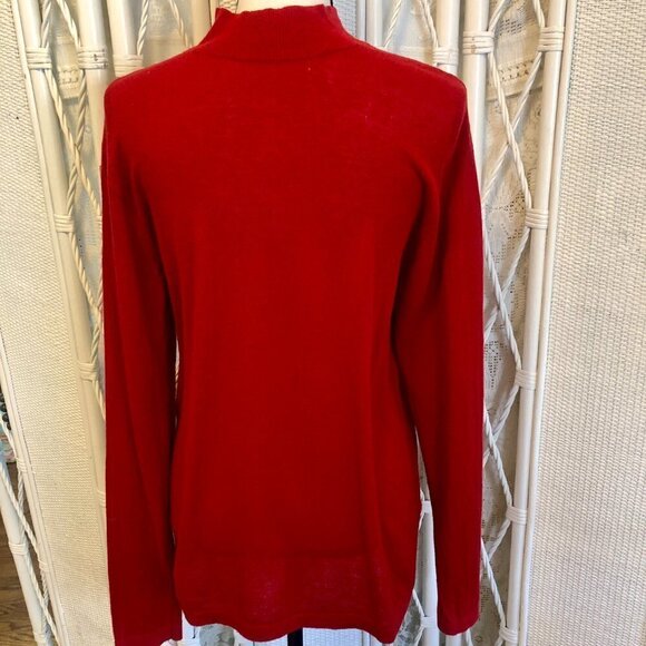 Saturdays NYC Sweater Sean Mock Turtleneck Red Crepe Rib *FLAW* size Medium - Picture 5 of 16